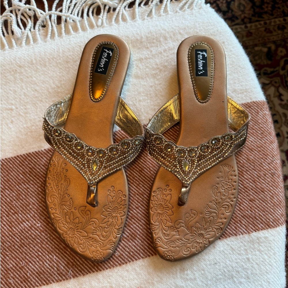 Gold Embellished Women's Sandals